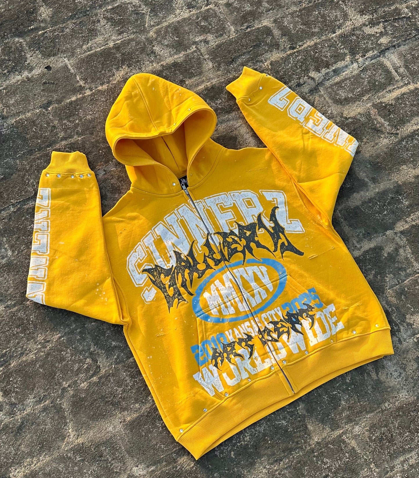 Yellow "Sinnerz Gallery Hoodie "