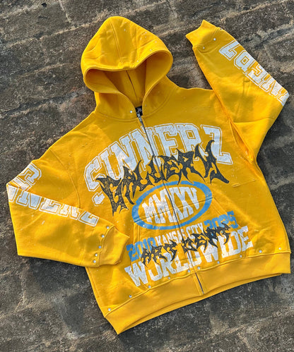 Yellow "Sinnerz Gallery Hoodie "